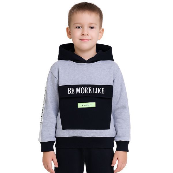 Дитячий теплий спортивний костюм з начосом "Be More Like", сірий/чорний (р.122-128) 53257-1 фото