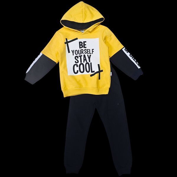 Дитячий теплий спортивний костюм з начосом жовто-чорний "Be Yourself Stay Cool" (р.110-116) 75295 фото