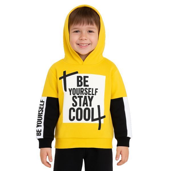 Дитячий теплий спортивний костюм з начосом жовто-чорний "Be Yourself Stay Cool" (р.110-116) 75295 фото