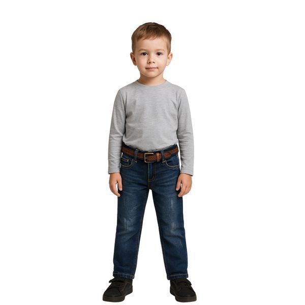 Джинси для хлопчика р. 116 з ременем &ndash; сині з потертостями 19064 фото